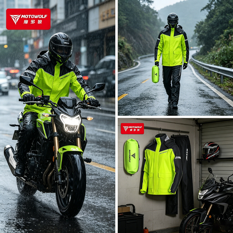 Motorcycle Gear Rain - Accesorios Impermeables para Motocicleta MOTOWOLF, Traje